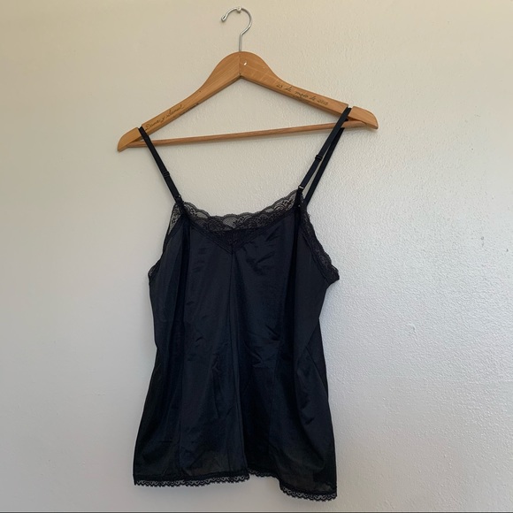 Black Lace Trim Cami Top Medium - Picture 1 of 6